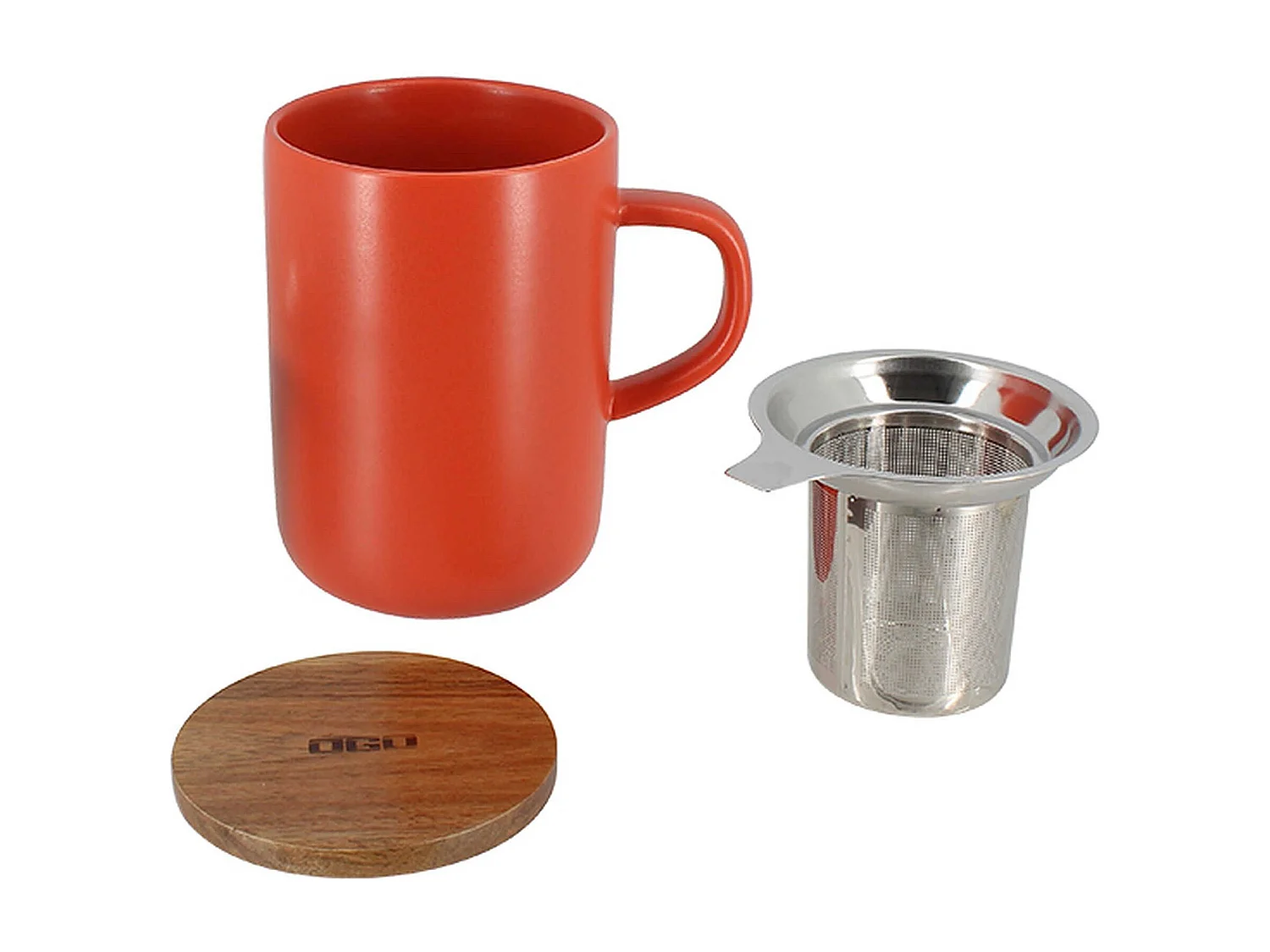 Bule OGO Living Juliet Paprika em Grés com Tampa de Acácia de 475 ml