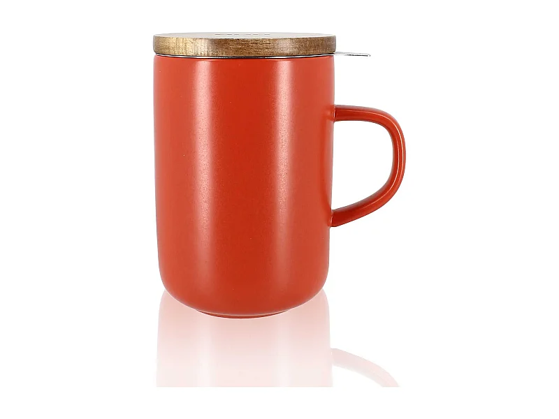 OGO Living Juliet Paprika Theepot van Aardewerk met Acacia Deksel, 475 ml