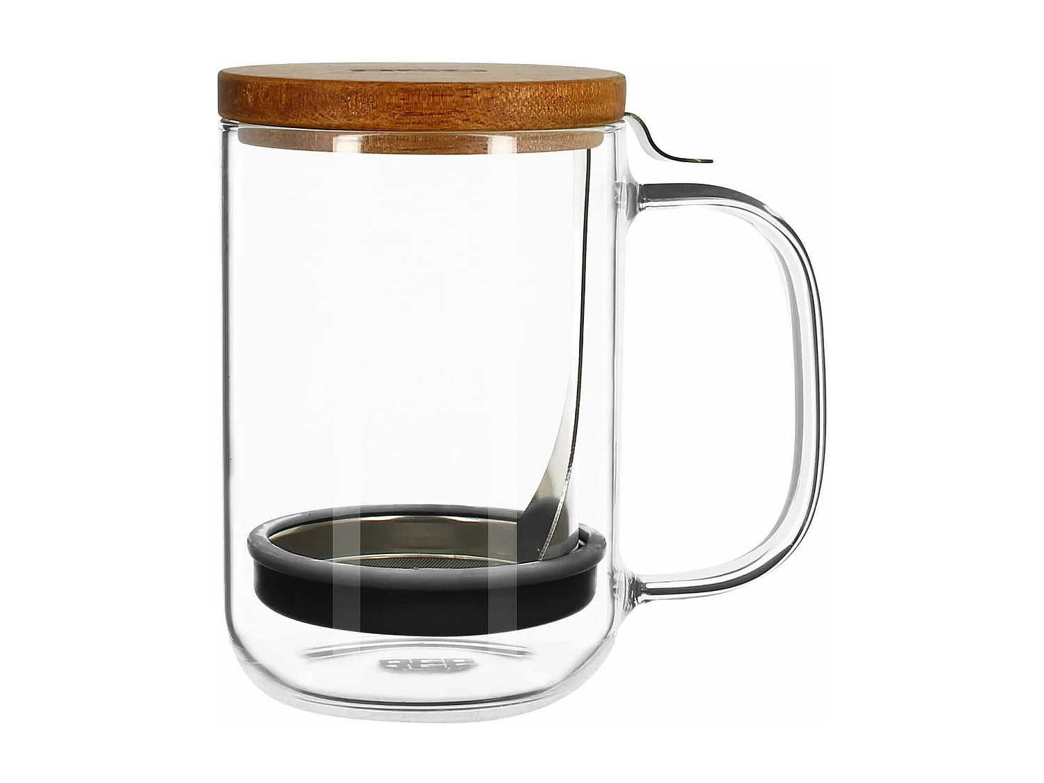 Ogo Living - Mug Cafe Presse Romeo 450ml En Verre Avec Couvercle Bois