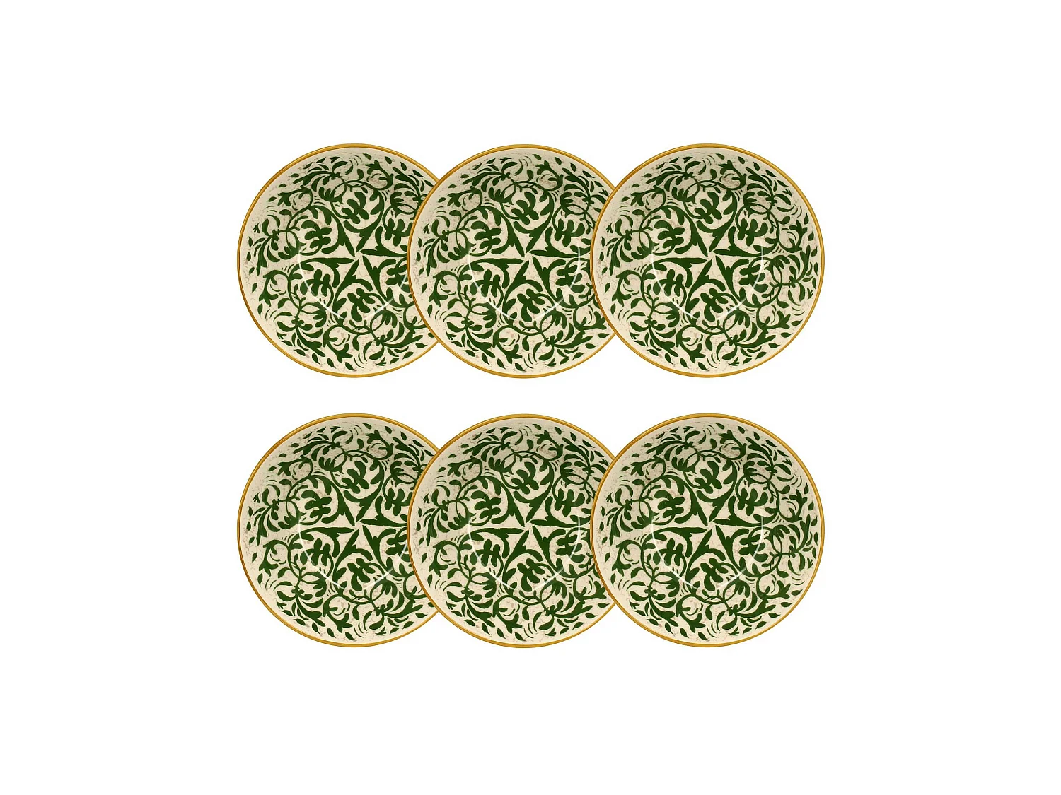 Novastyl - Lot 6 Coupelles Heraclee 500ml En Gres Decor Vert