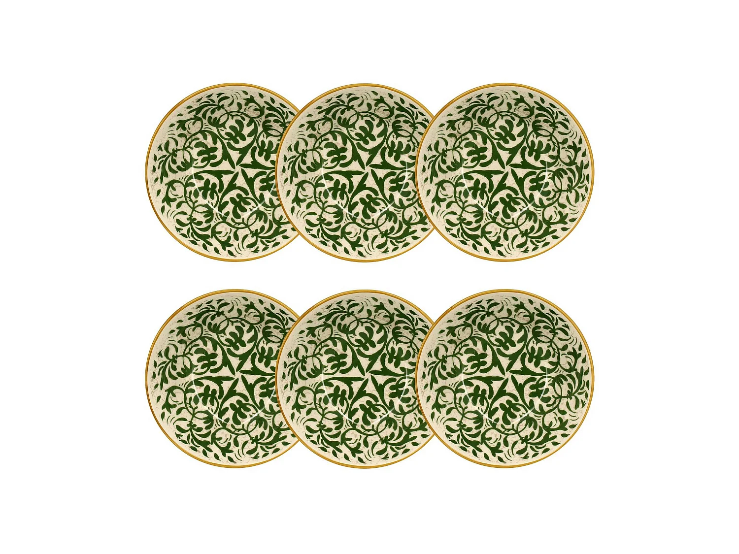 Novastyl - Lot 6 Coupelles Heraclee 500ml En Gres Decor Vert