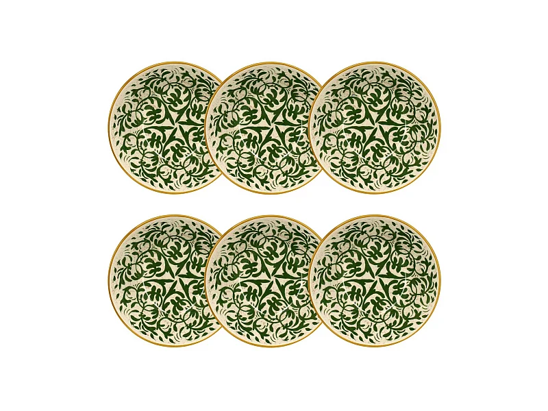 Novastyl - Lot 6 Coupelles Heraclee 500ml En Gres Decor Vert