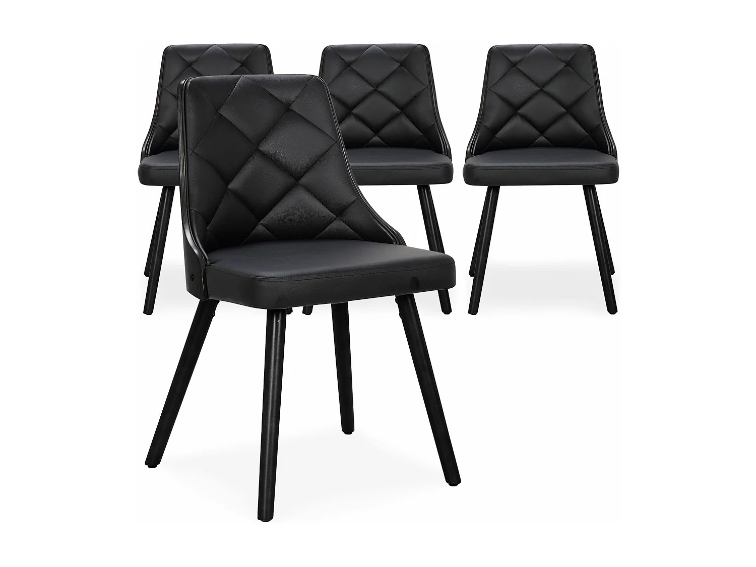Lot de 4 chaises scandinaves Lalix Bois Noir et Simili Noir