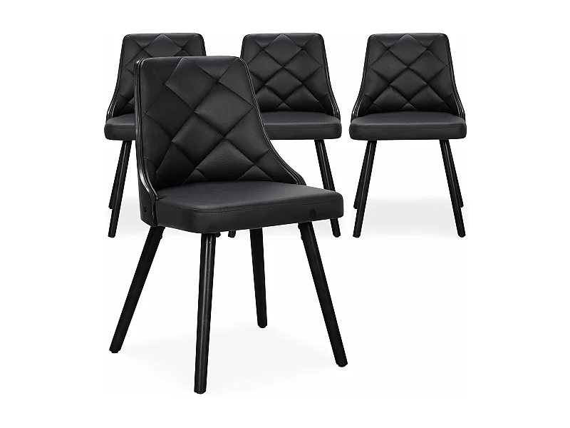 Lot de 4 chaises scandinaves Lalix Bois Noir et Simili Noir