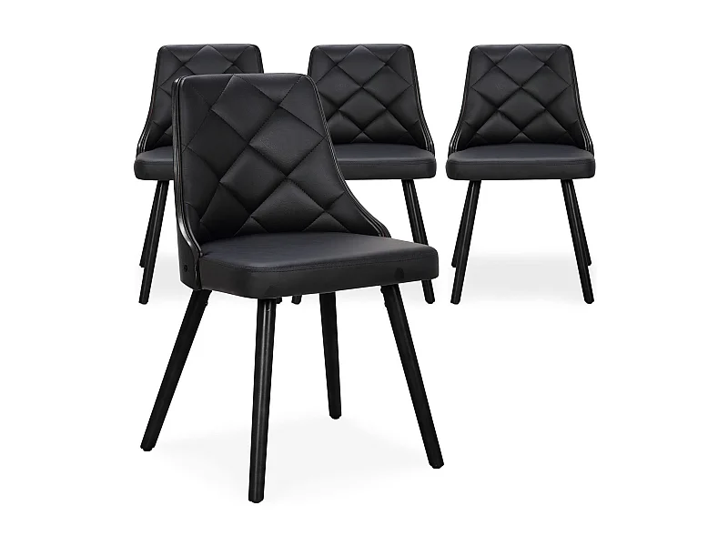 Lot de 4 chaises scandinaves Lalix Bois Noir et Simili Noir