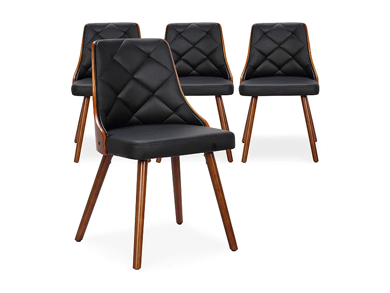 Lot de 4 chaises scandinaves Lalix Bois Noisette et Noir