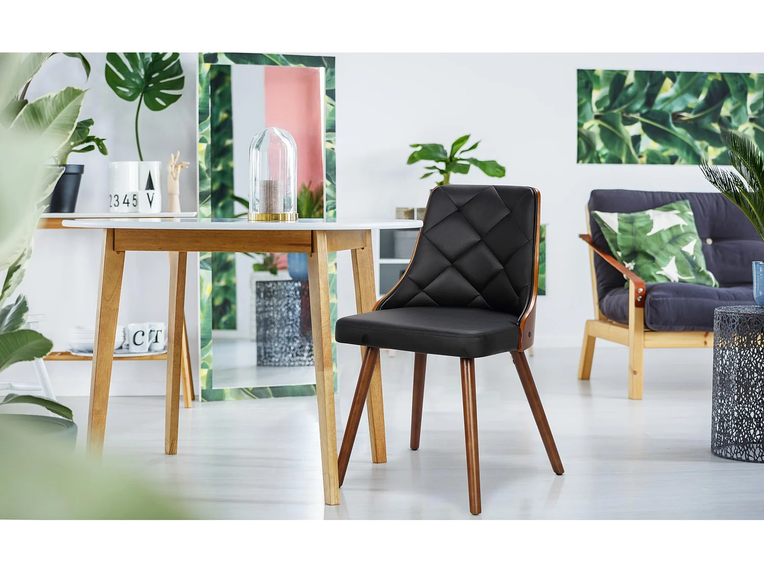 Lot de 4 chaises scandinaves Lalix Bois Noisette et Noir