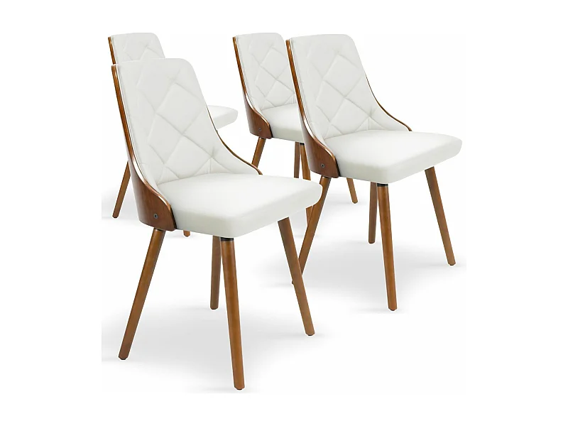 Lot de 4 chaises scandinaves Lalix Bois Noisette et Blanc