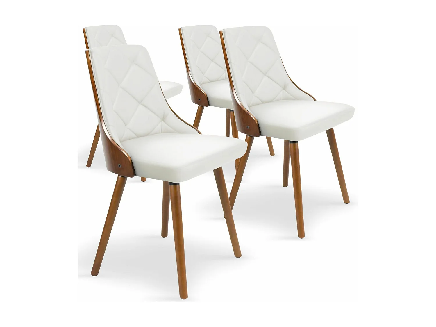 Lot de 4 chaises scandinaves Lalix Bois Noisette et Blanc