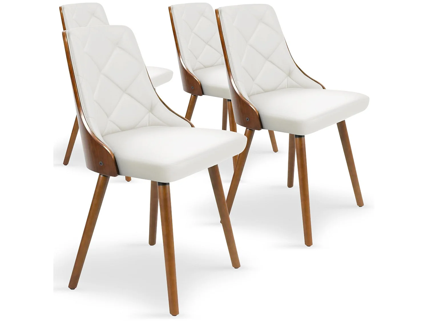 Lot de 4 chaises scandinaves Lalix Bois Noisette et Blanc