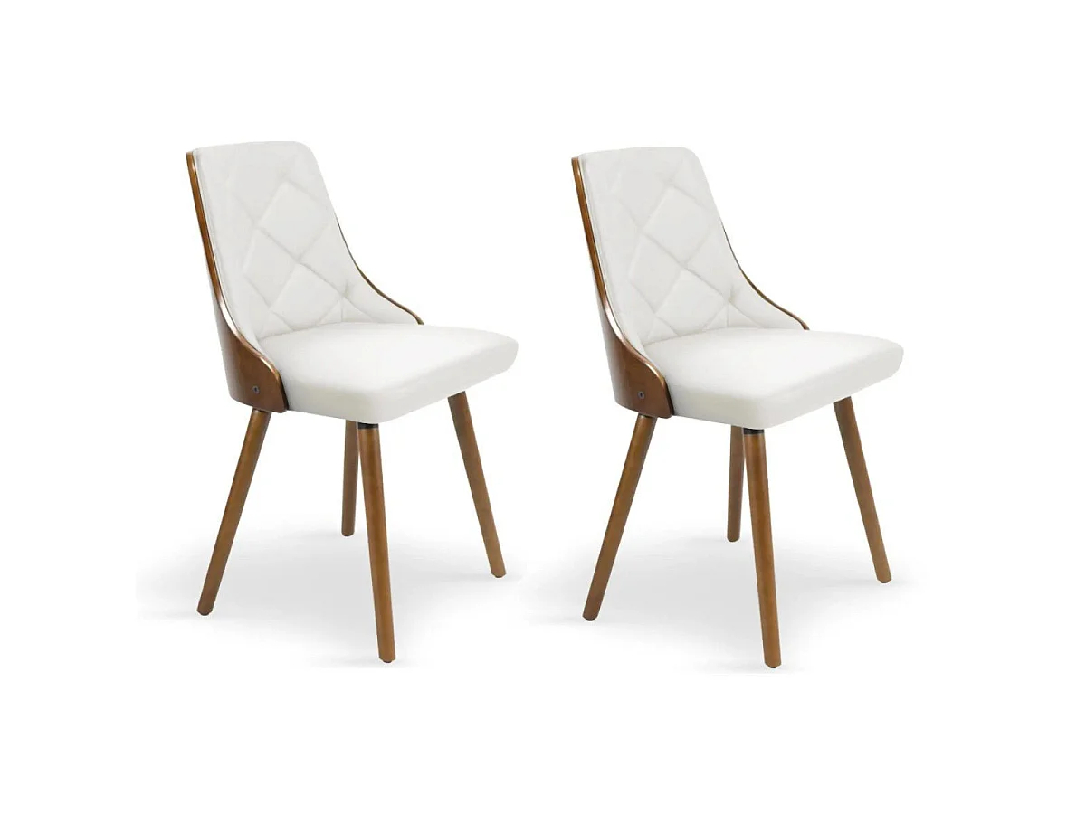 Lot de 4 chaises scandinaves Lalix Bois Noisette et Blanc