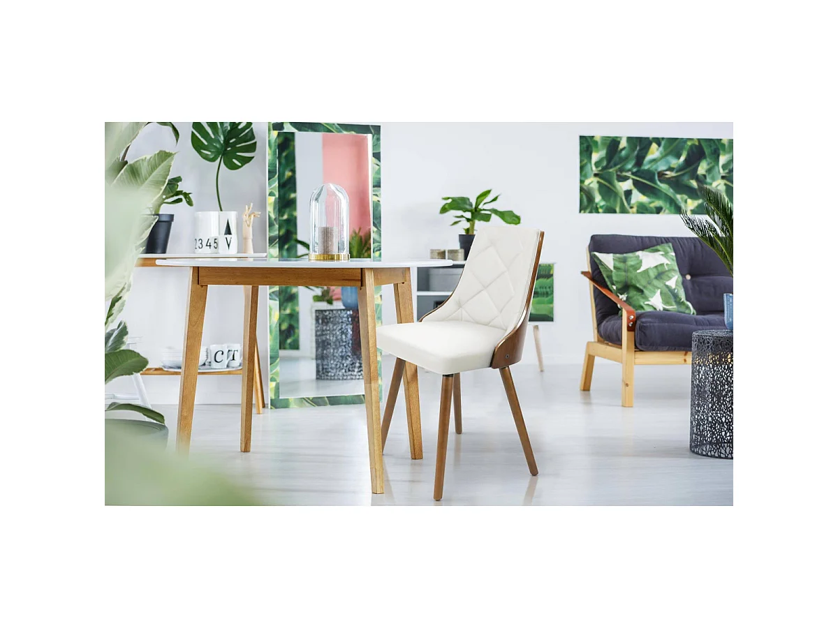 Lot de 4 chaises scandinaves Lalix Bois Noisette et Blanc