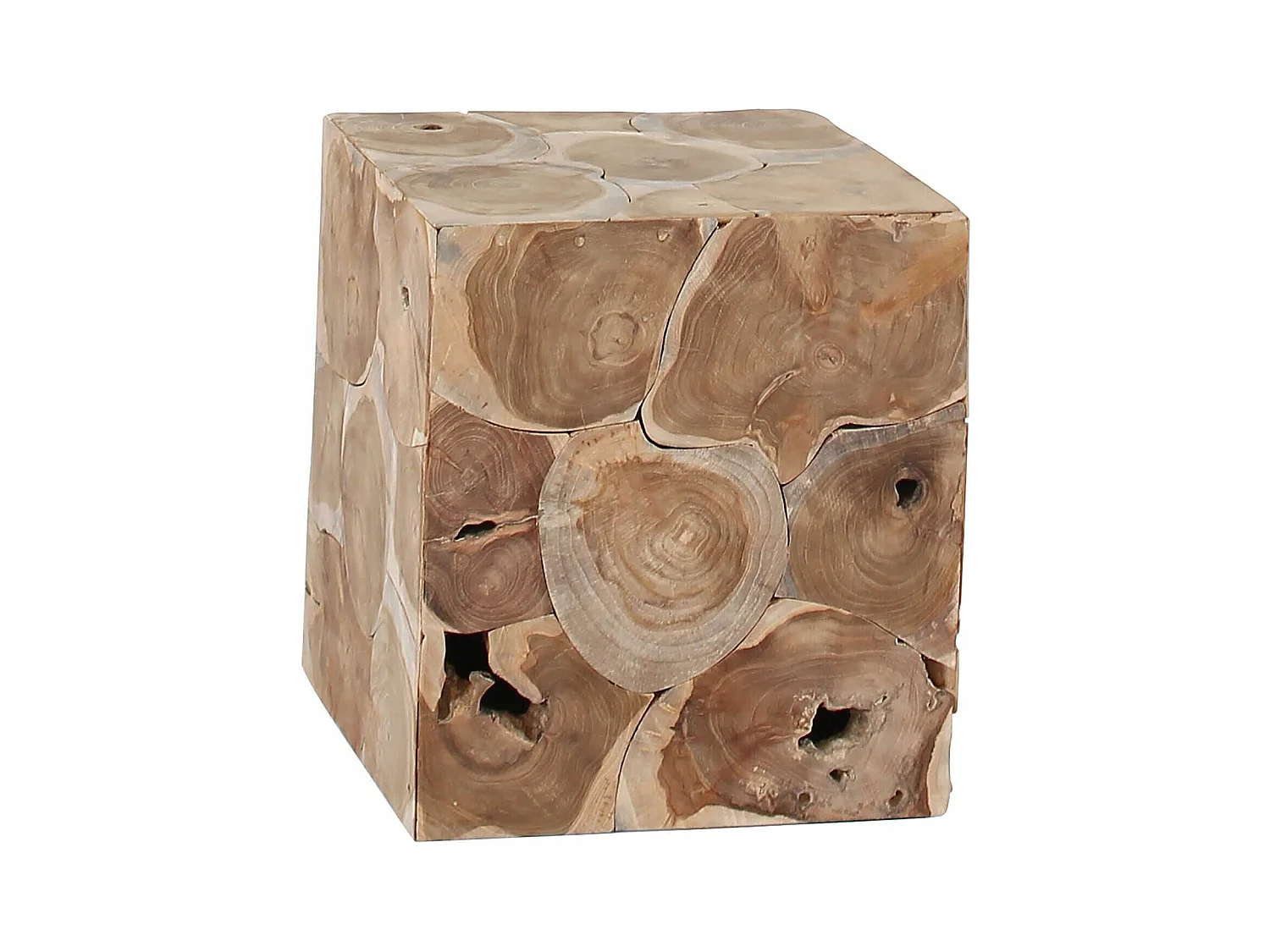 Now's Home - Meuble D'appoint En Racine De Teck Assemble 40x40x Ht45 Cm Solene
