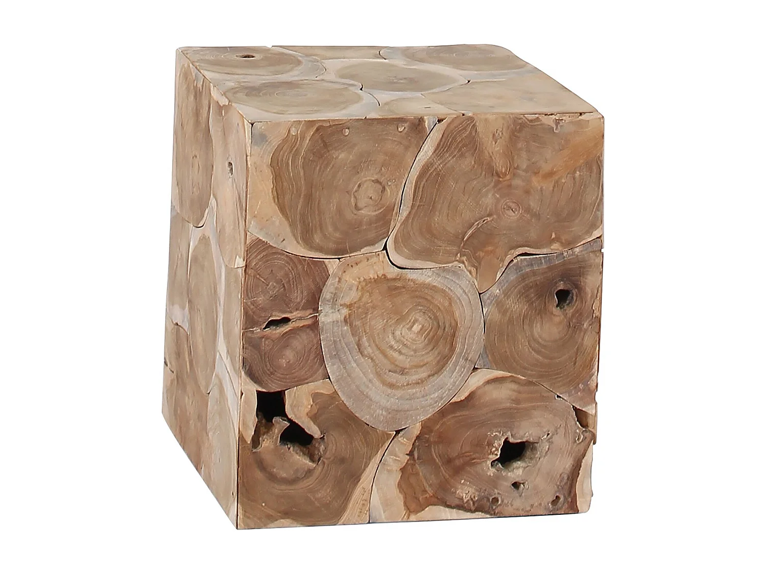 Now's Home - Meuble D'appoint En Racine De Teck Assemble 40x40x Ht45 Cm Solene