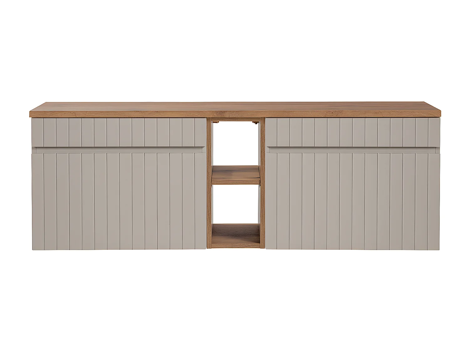 Meuble sous-vasque 140cm 2 niches Zelie Cachemire et Bois