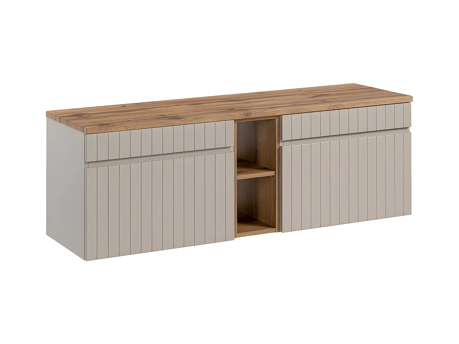 Mueble bajo lavabo 140 cm 2 nichos Zelie Cachemira y madera
