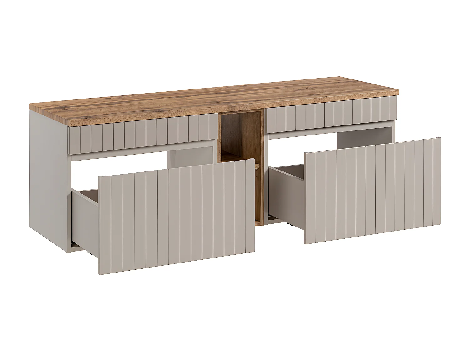 Mueble bajo lavabo 140 cm 2 nichos Zelie Cachemira y madera