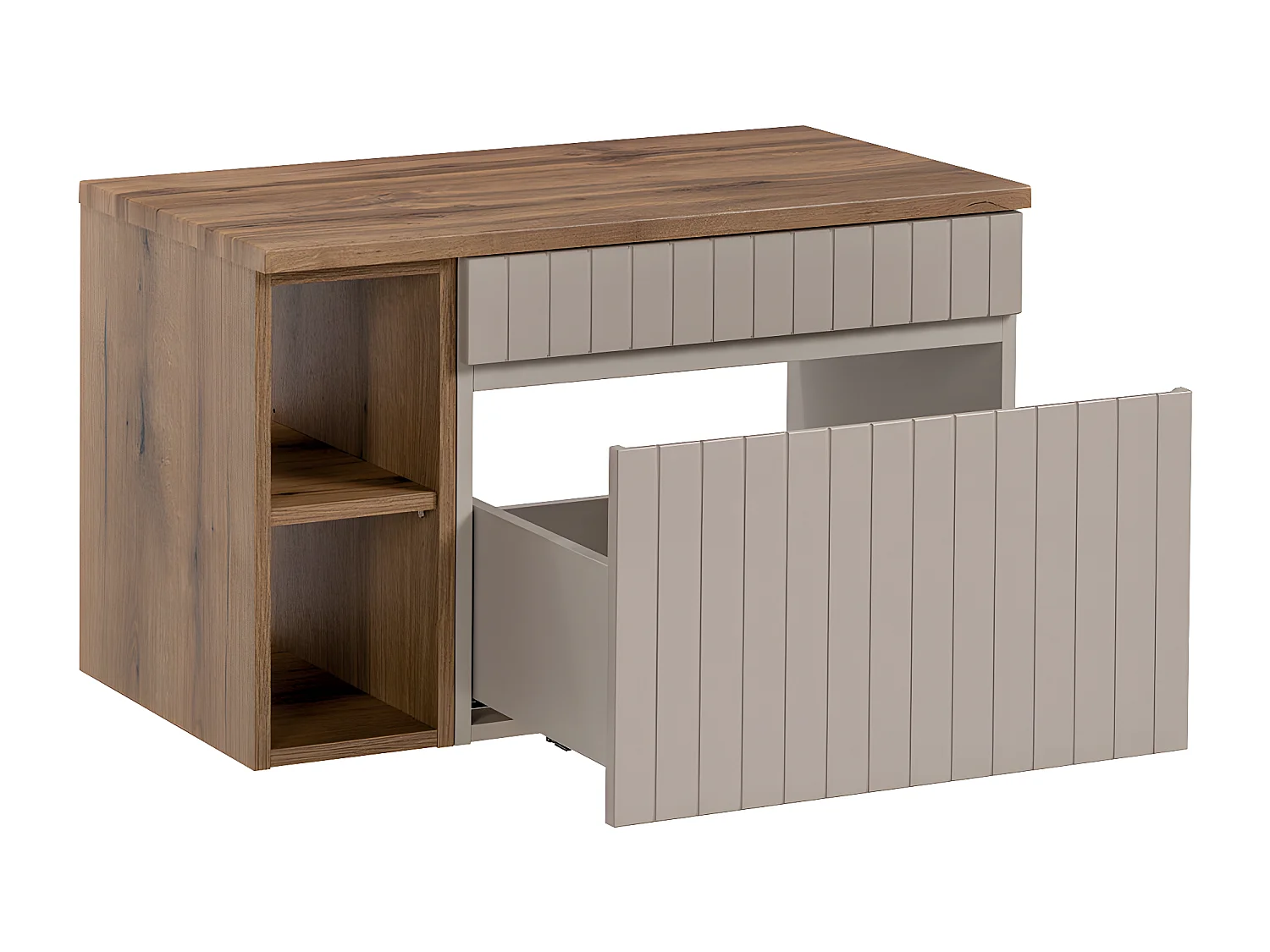 Meuble sous-vasque 80cm 2 niches Zelie Cachemire et Bois