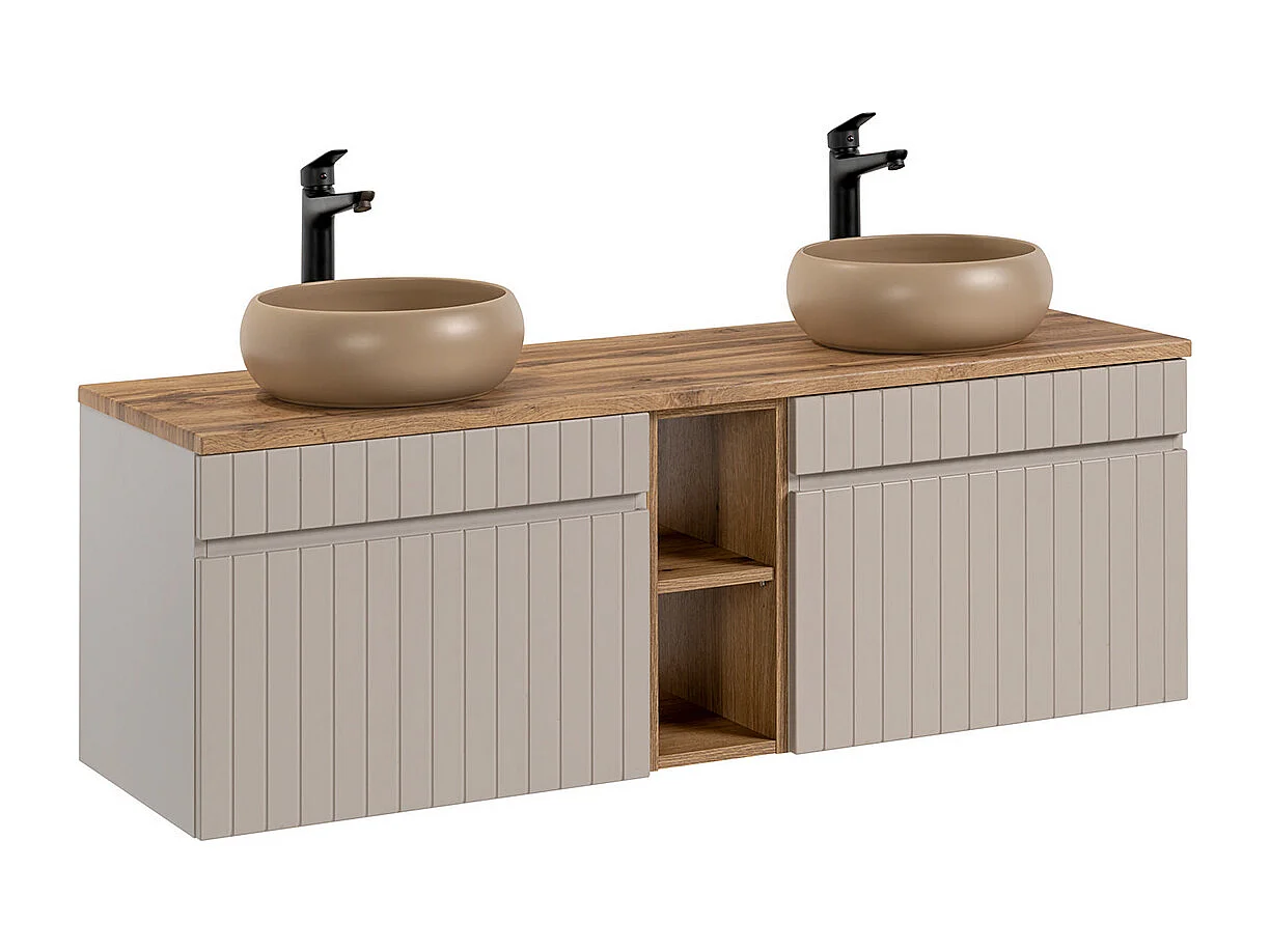 Dobbelt håndvask 140 cm med 2 nicher Zelie Cashmere og Wood