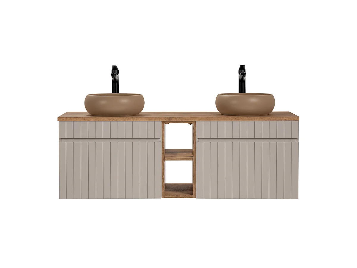 Zelie Cachemire et Bois double vanity unit 140cm 2 niches