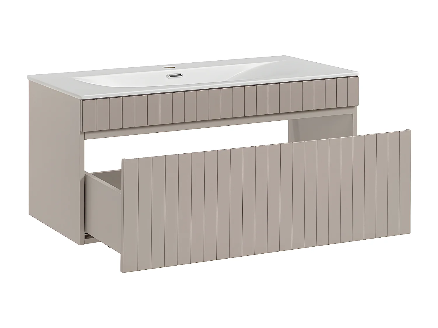 Ensemble meuble simple vasque encastrée 100cm et colonne Zelie Cachemire