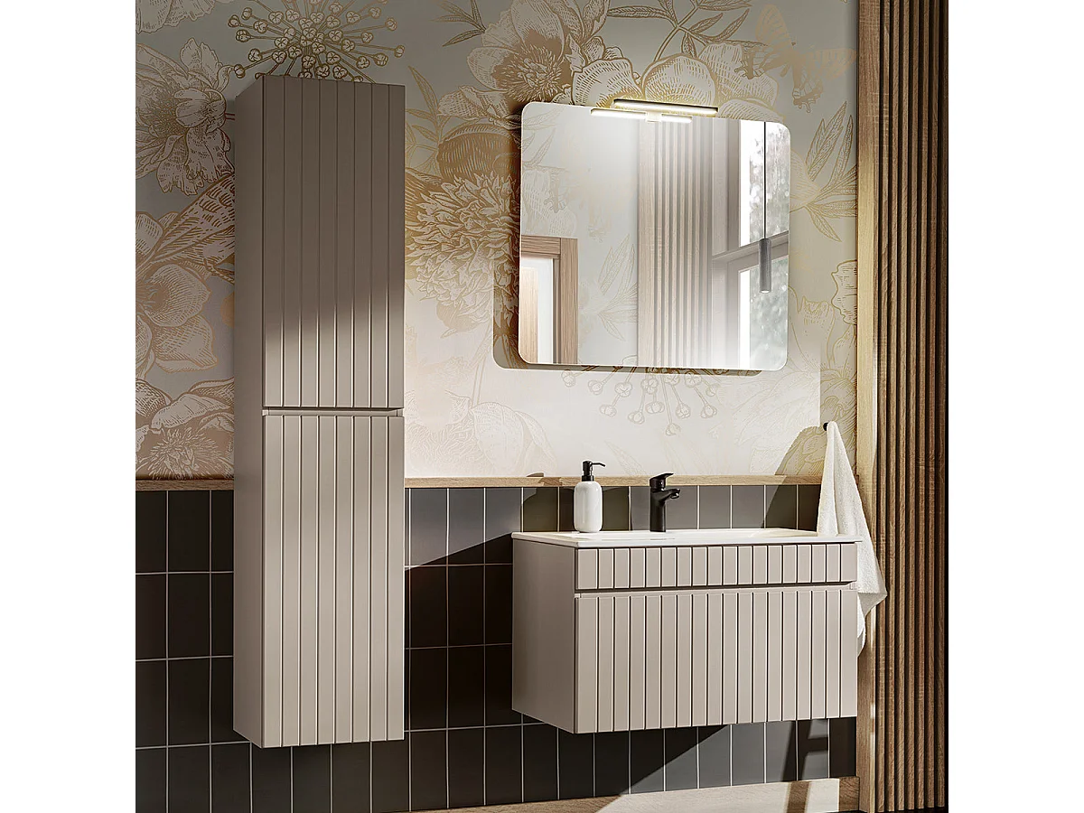 Meuble simple vasque encastrée 80cm Zelie Cachemire