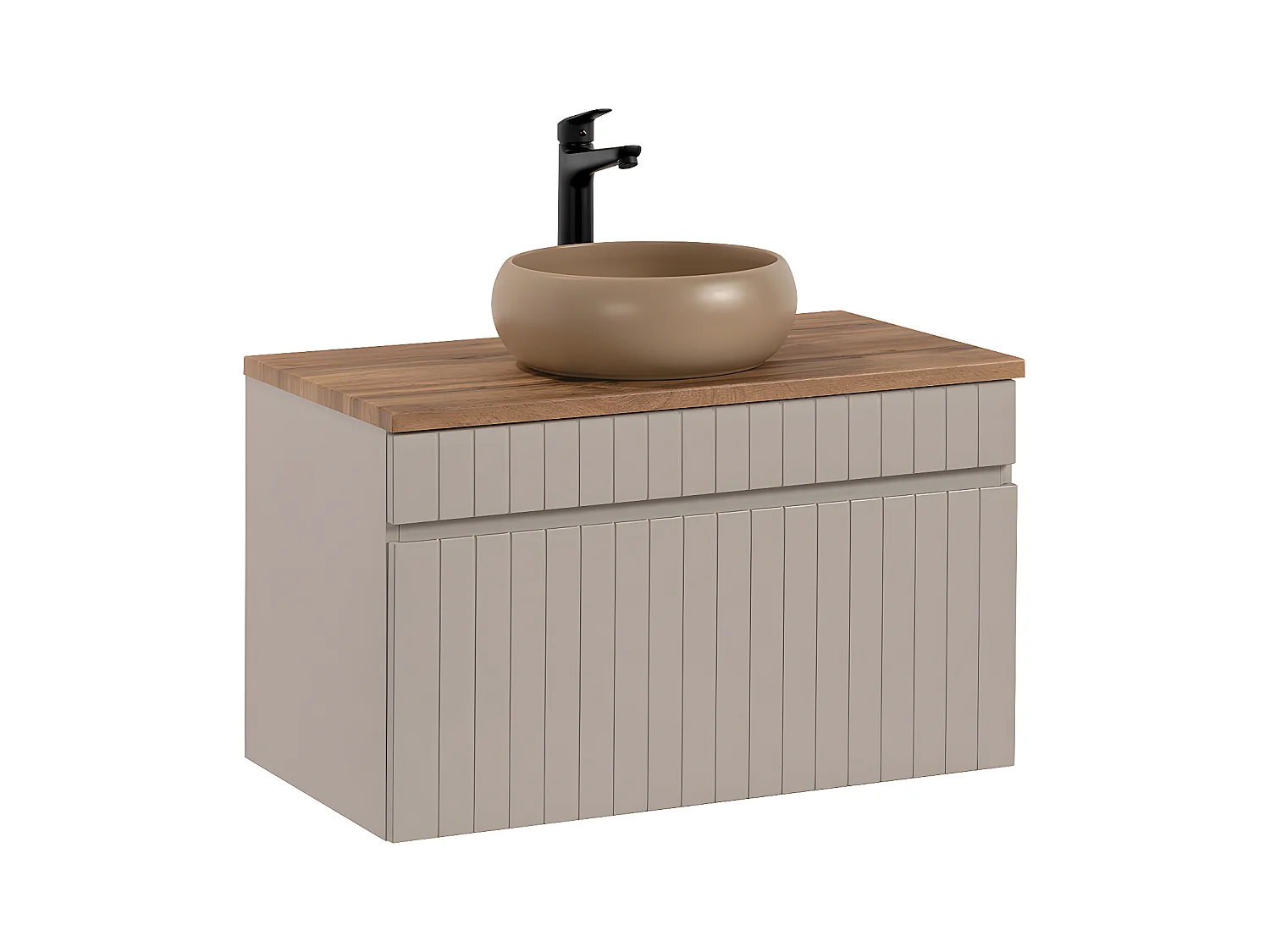 Meuble simple vasque 80cm Zelie Cachemire et Bois