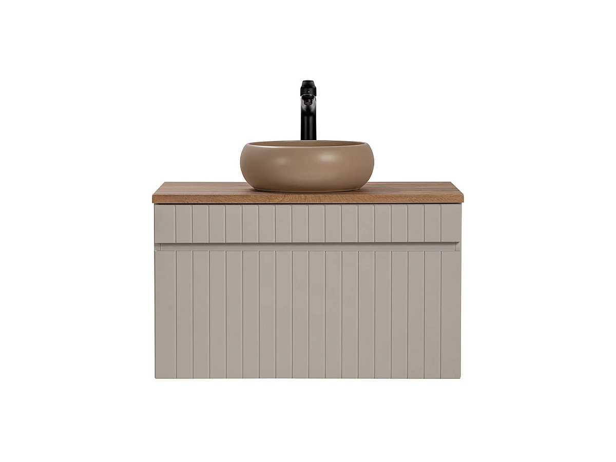 Meuble simple vasque 80cm Zelie Cachemire et Bois