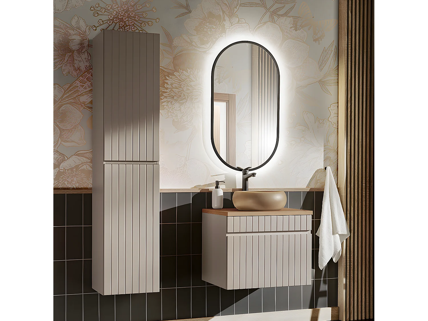 Mobile bagno con lavabo Zelie cachemire 60cm