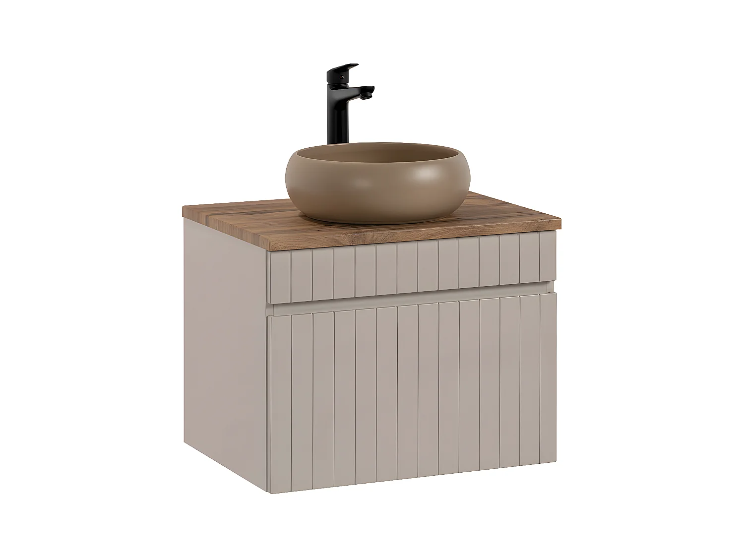 Meuble simple vasque 60cm Zelie Cachemire et Bois