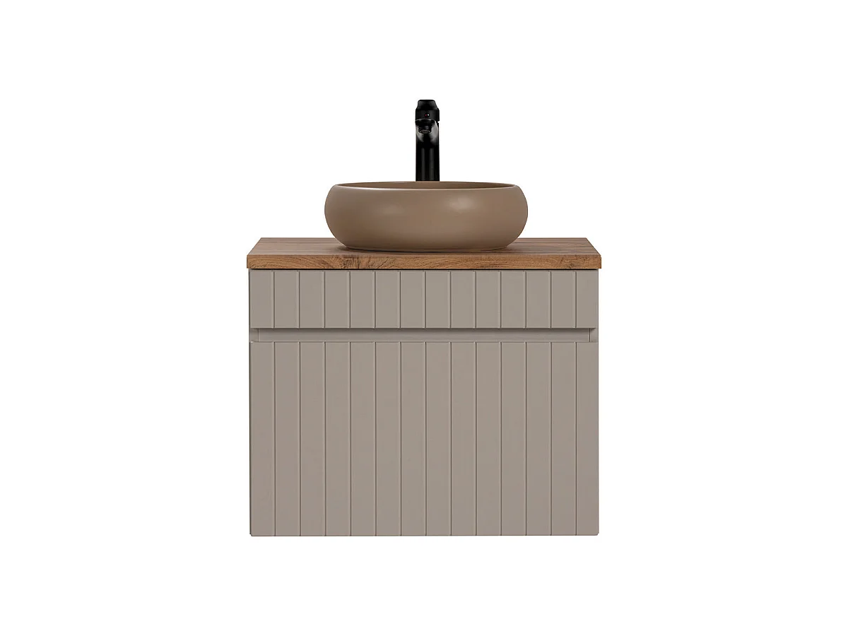 Meuble simple vasque 60cm Zelie Cachemire et Bois