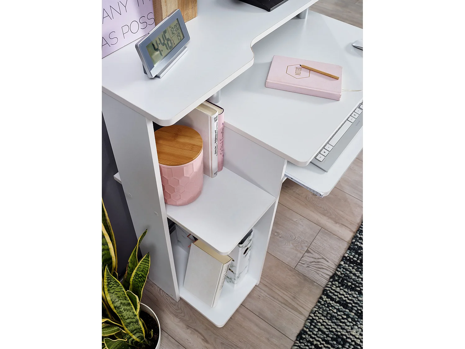 Scrivania Ufficio 94 x 90,5 x 48,5 cm Legno con Scaffali PC Cameretta