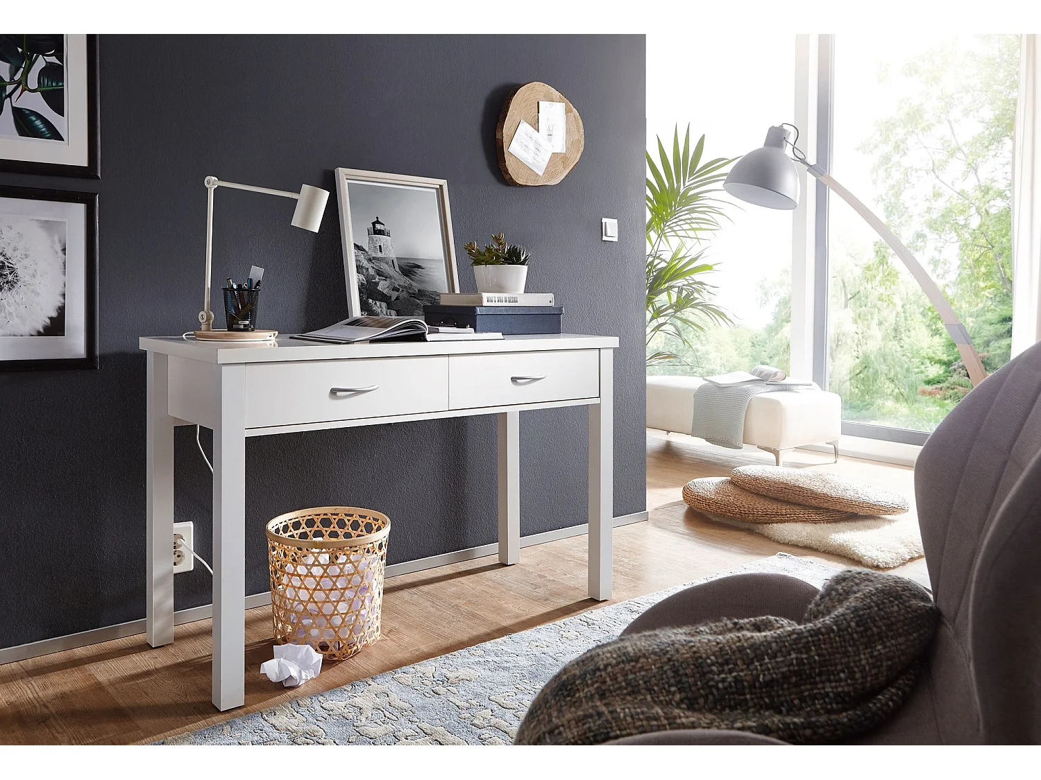 Table de bureau 120x77x50cm Table PC Table d'ordinateur avec tiroirs