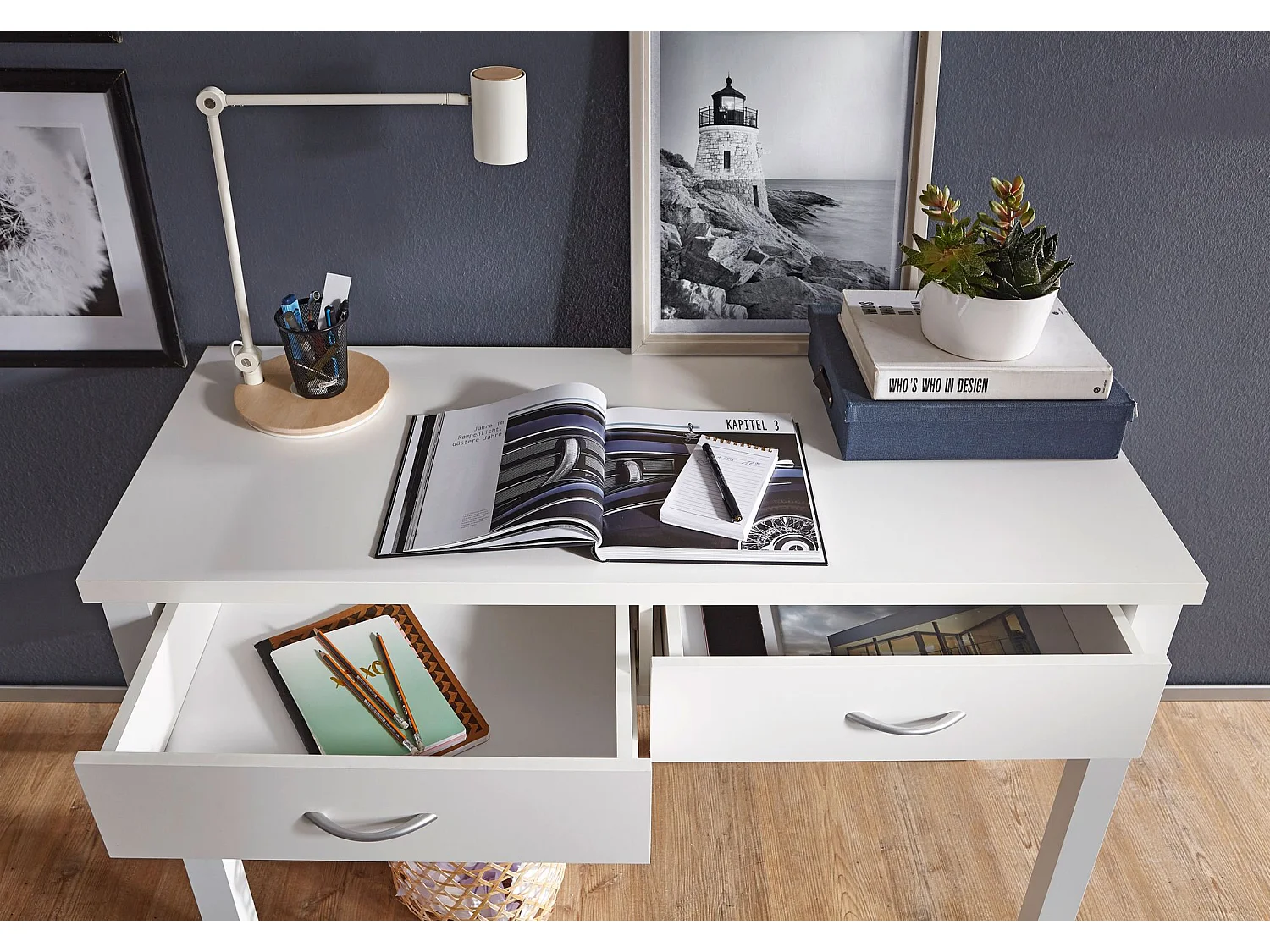 Table de bureau 120x77x50cm Table PC Table d'ordinateur avec tiroirs