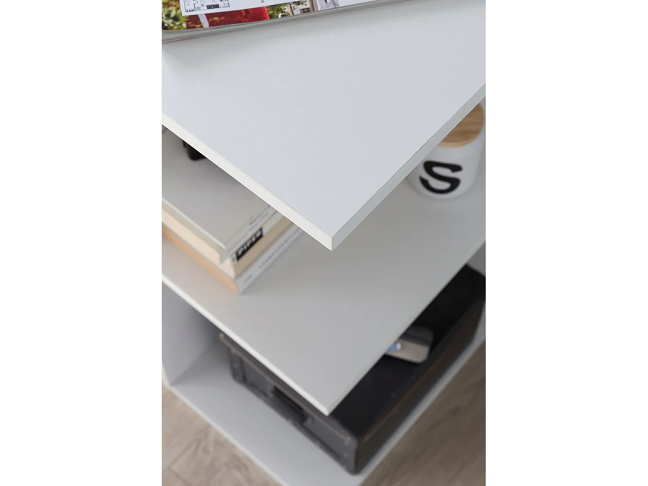 Scrivania Moderna Piccola con Libreria Tavolo da Ufficio 82x60x76 cm