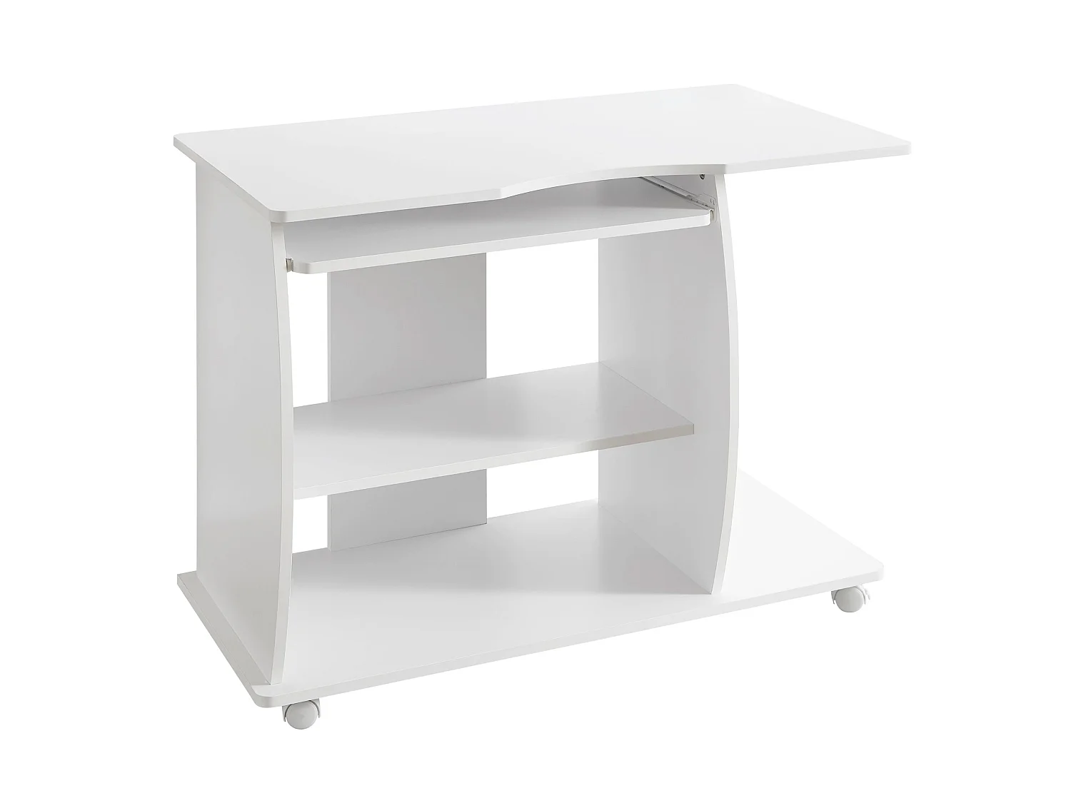 Scrivania Ufficio 90 x 71 x 50 cm Bianco Legno Tavolo con ruote Moderna