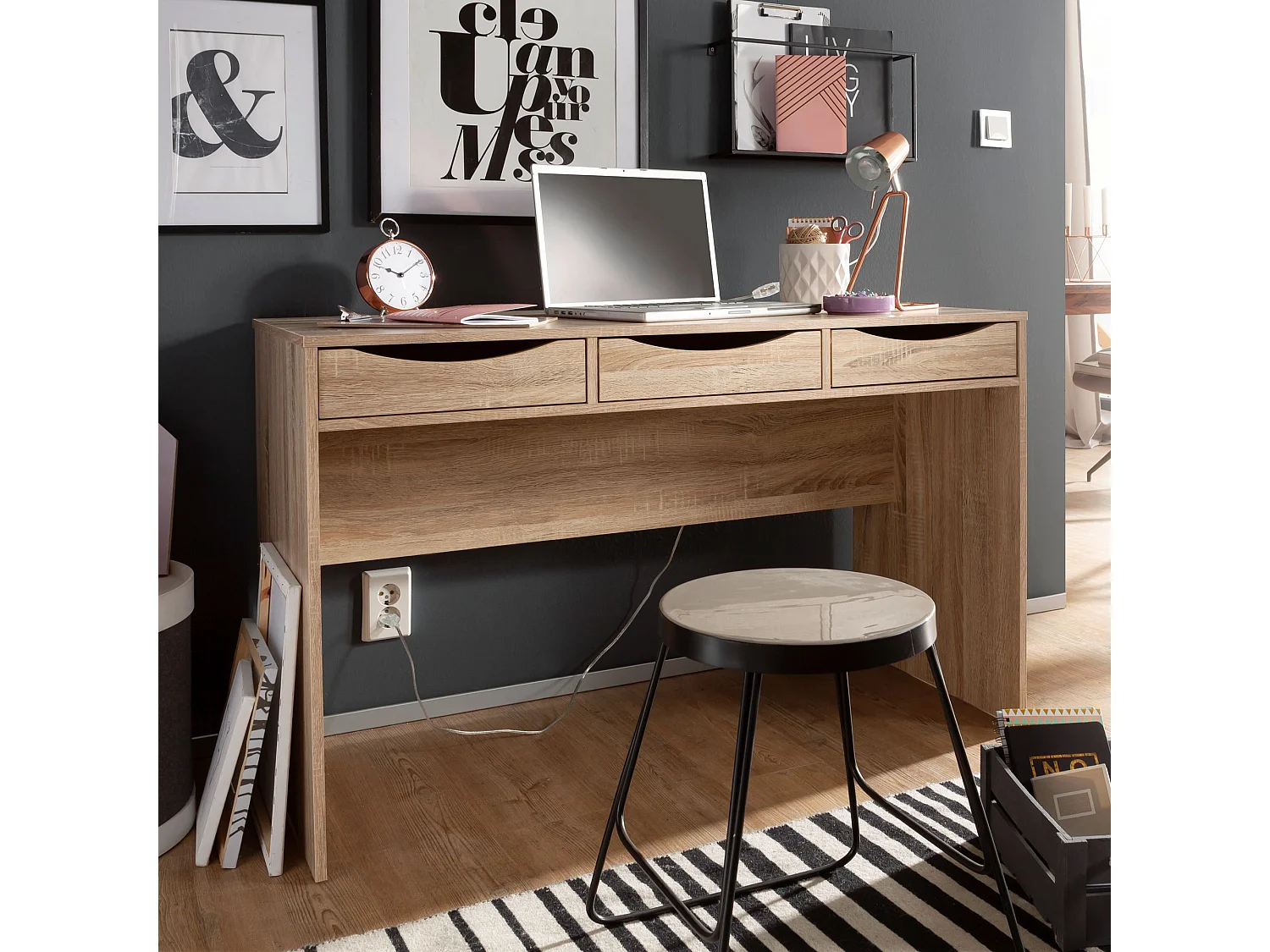 Scrivania Sonoma Piccola con Cassetti Tavolo da Ufficio 120x55x75 cm