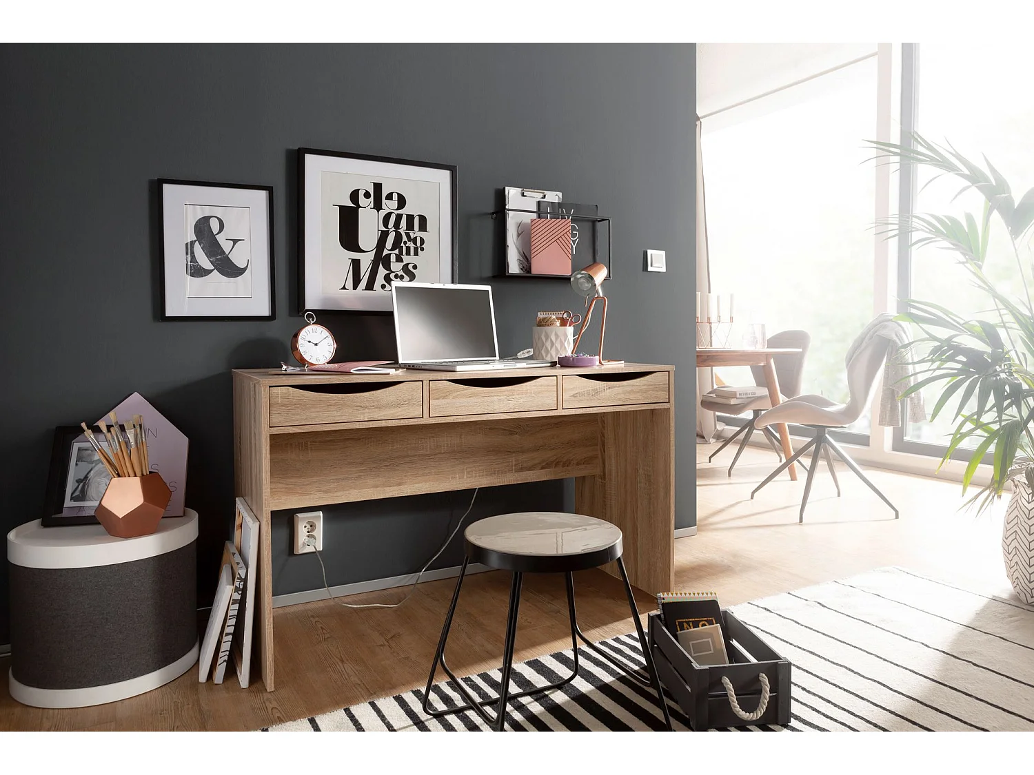 Scrivania Sonoma Piccola con Cassetti Tavolo da Ufficio 120x55x75 cm