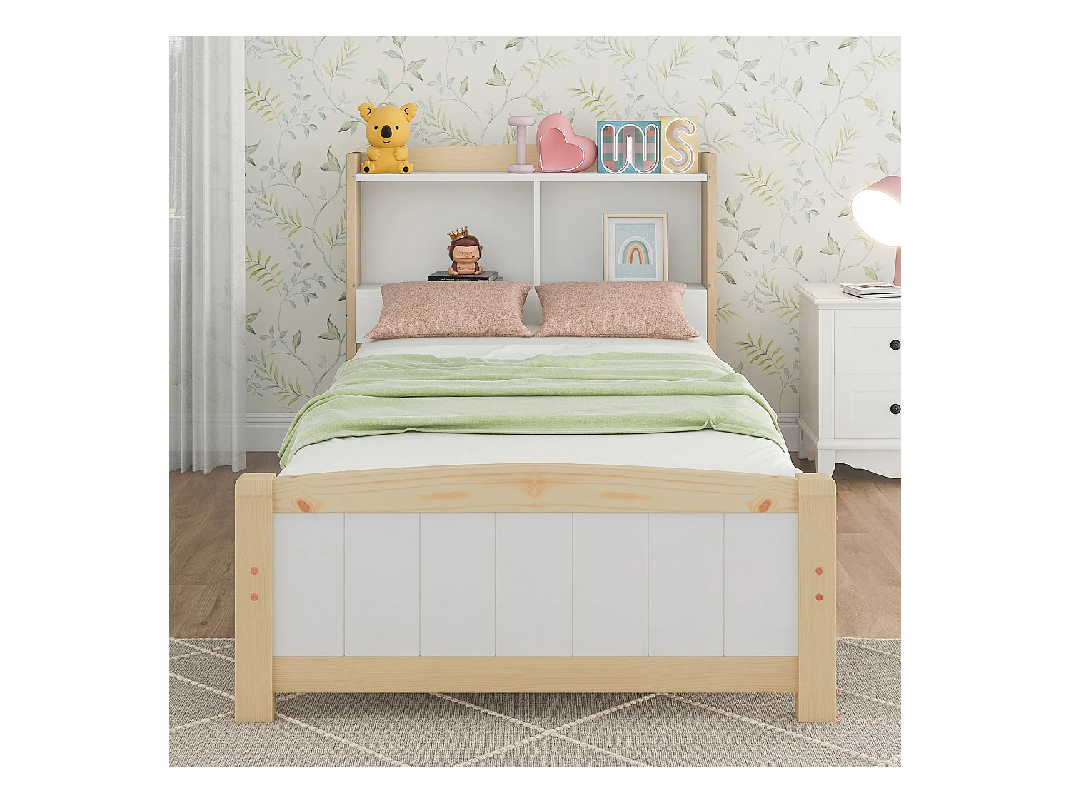 Lit adulte - avec espace de rangement Lit - 90 x 200 cm - blanc - Sweiko