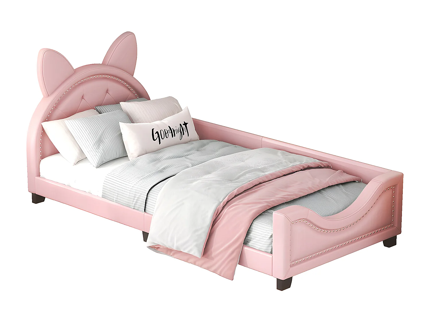 Lit enfant Lit simple 90 x 200 cm - avec dossier rose - Sweiko