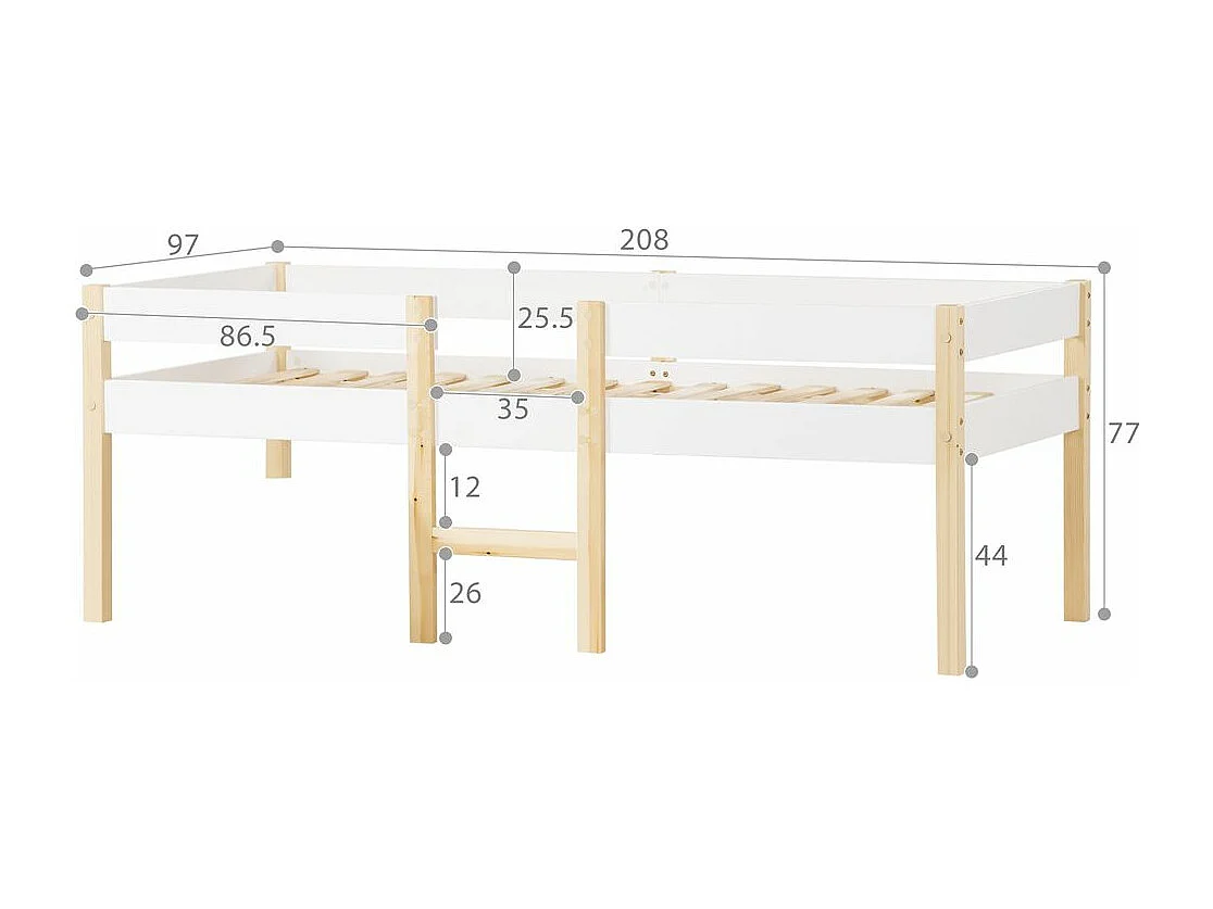 Lit cabane avec protection contre les chutes, 90x200 cm - blanc & chêne - Sweiko