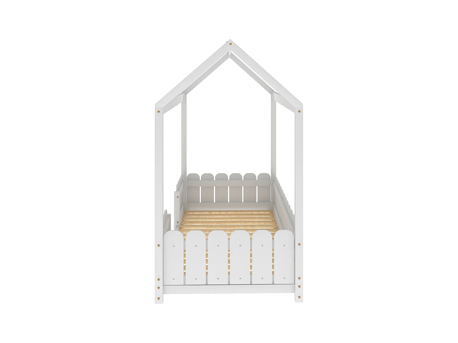 Lit cabane avec protection contre les chutes - Blanc - 90x200 cm - Sweiko