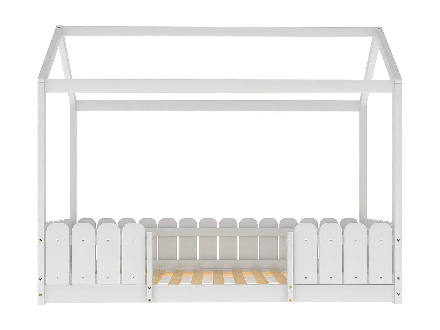 Lit cabane avec protection contre les chutes - Blanc - 90x200 cm - Sweiko