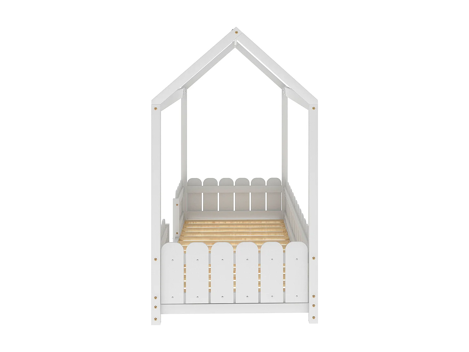 Lit cabane avec protection contre les chutes - Blanc - 90x200 cm - Sweiko