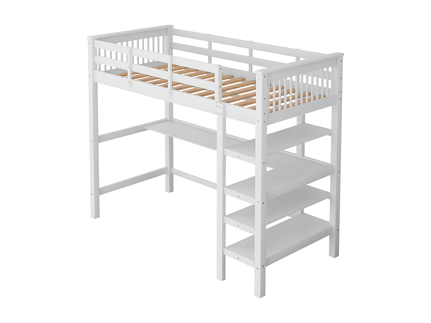 Lit cabane avec compartiment de rangement - blanc 90 x 200 cm - Sweiko