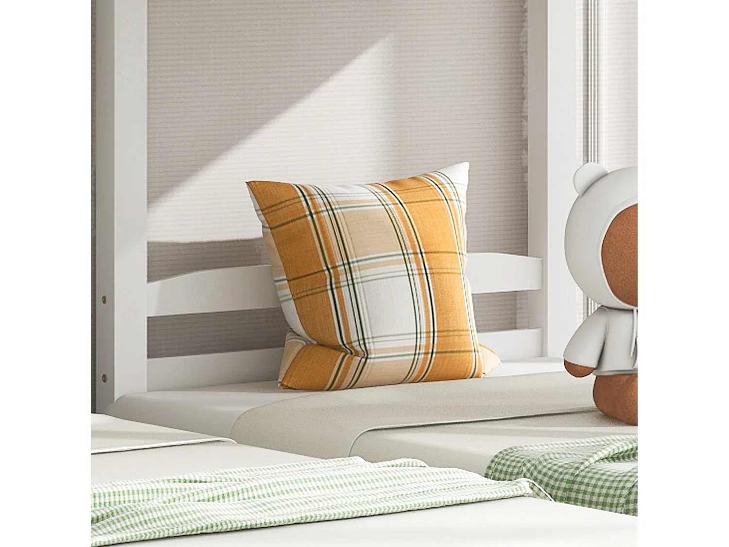 Lit cabane avec fenêtre Cadre en pin blanc - 200x90 cm - Sweiko