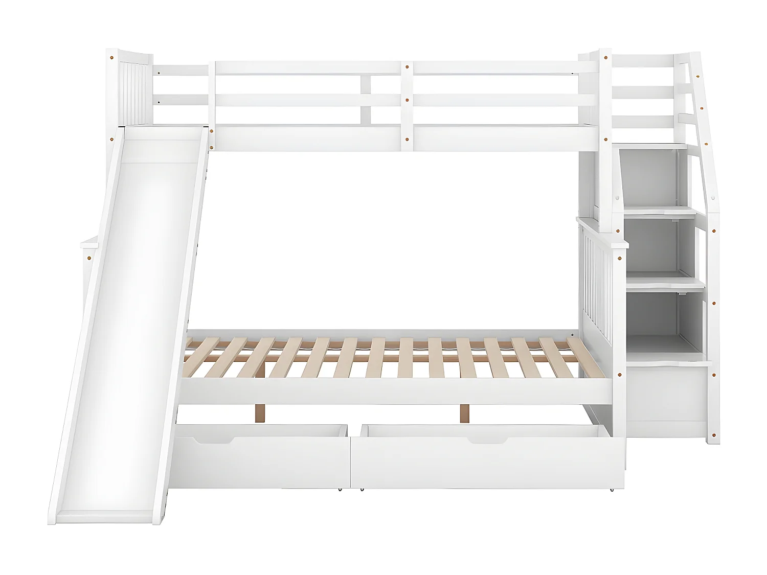 Lit cabane avec tiroirs, 90 x 200 cm espace de rangement - blanc - Sweiko