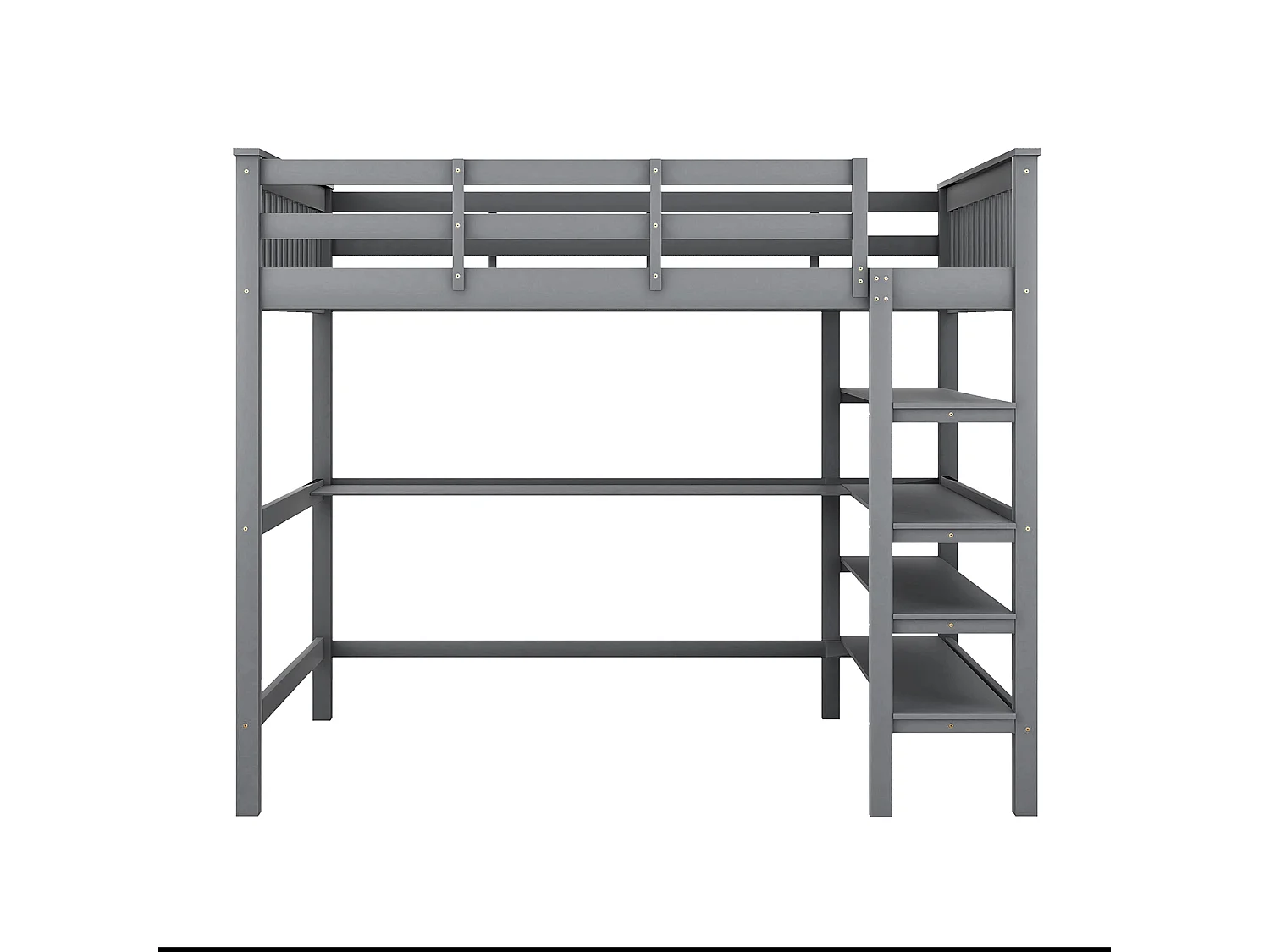 Lit cabane avec compartiment de rangement et bureau, gris 140 x 200 cm - Sweiko