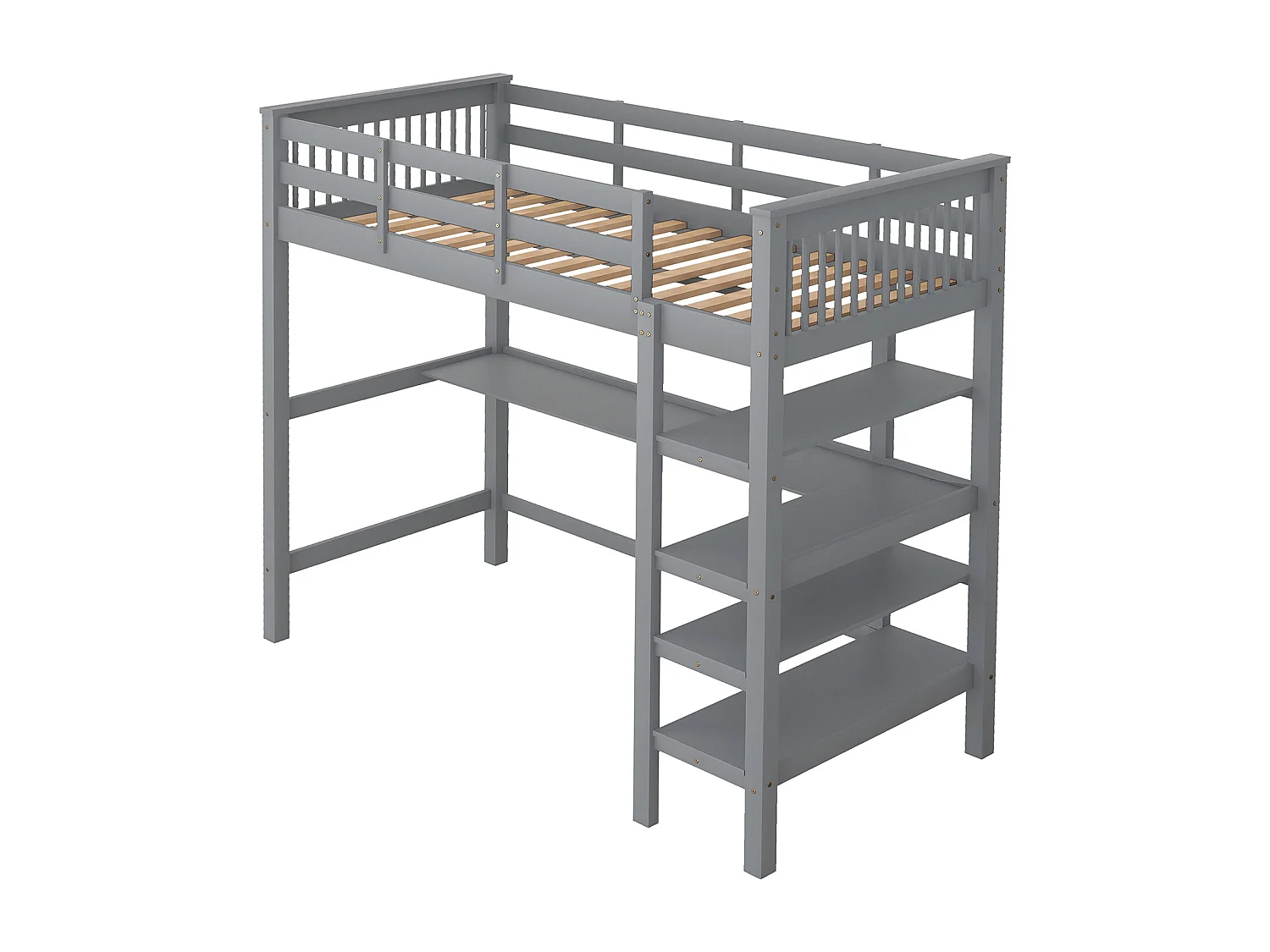 Lit cabane Lit enfant avec compartiment de rangement - gris 90 x 200 cm - Sweiko