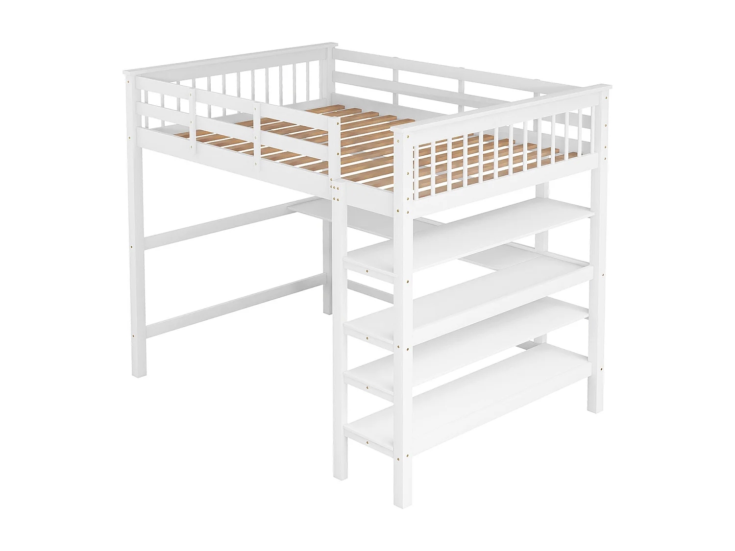 Lit cabane avec compartiment de rangement - blanc 140 x 200 cm - Sweiko